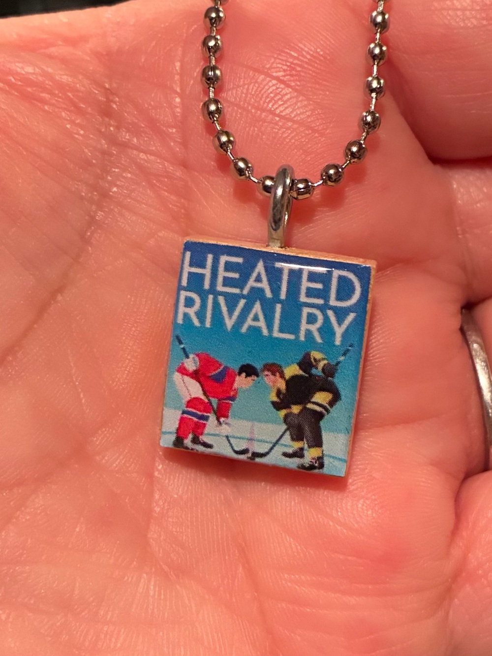 Heated Rivalry Hockey Scrabble Pendant With Ball Chain